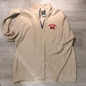 Ole Miss Knights Apparel name brand 1/4 zip beige classy sweater top.